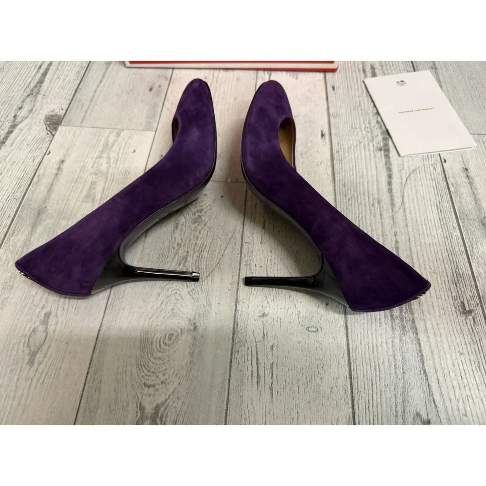 Coach Nala Size 5.5B Womens Purple Stiletto Heels Kid Suede Leather Deep Plum